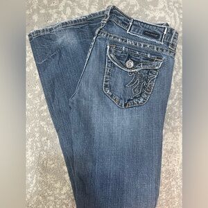 MEK Denim Jeans Women's 27X32 Blue San Francisco Low Rise Bootcut Denim Stretch